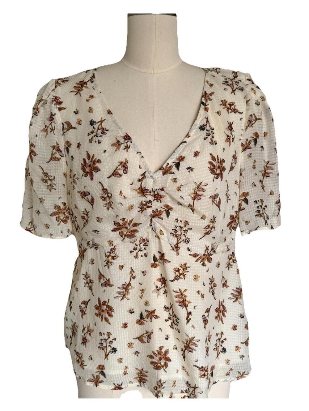 Madewell Floral Silk Top Blouse Sz 10 Or M